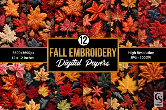 Reviewing Fall Leaves Embroidery Digital Papers for Holiday Sales